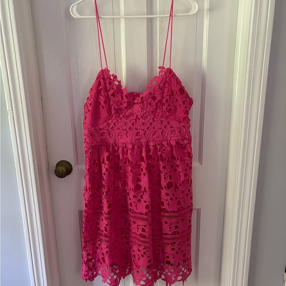 Elegant Party Hard Pink Lace Dress - Picture 1 of 4
